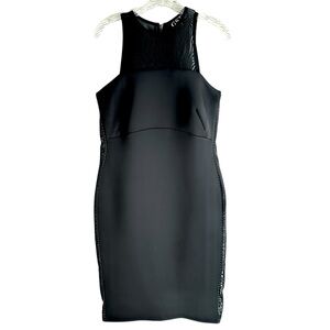 GSTQ Black Bodycon Sleeveless Midi Dress with Full 2 Way Zipper Down Back Size M